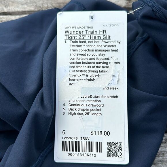 Lululemon Wunder Train High-Rise Tight 25"‎ Hem Slit true navy blue size 6 NWT - Picture 6 of 6